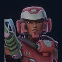 Concept crew bust: soldier in crimson armor.